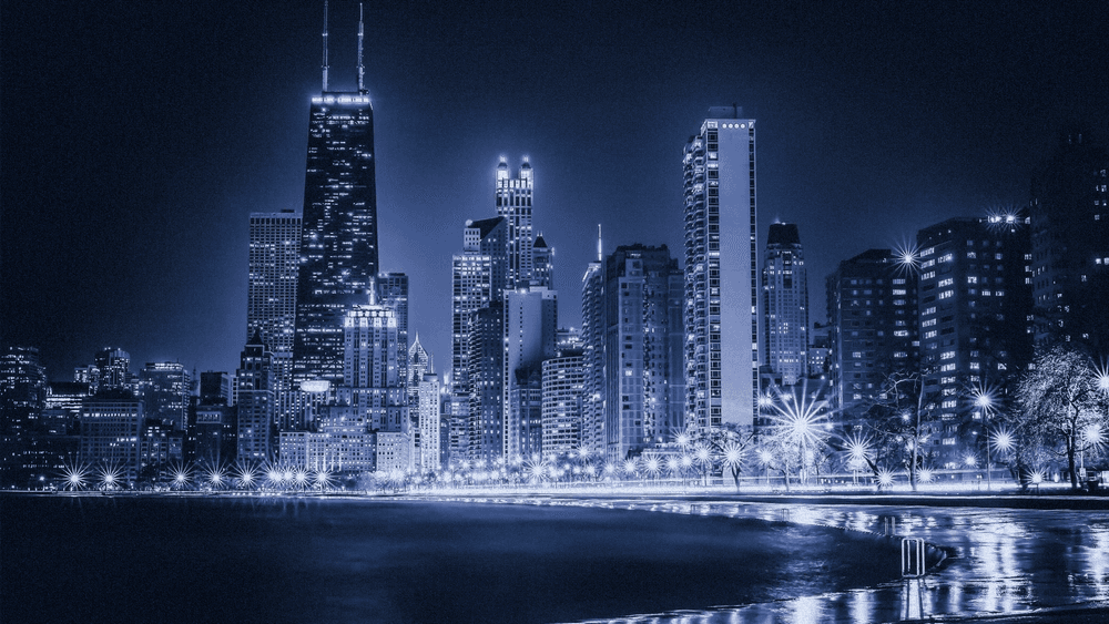 Chicago skyline at night