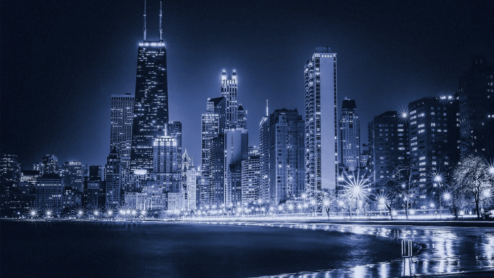 Chicago skyline at night